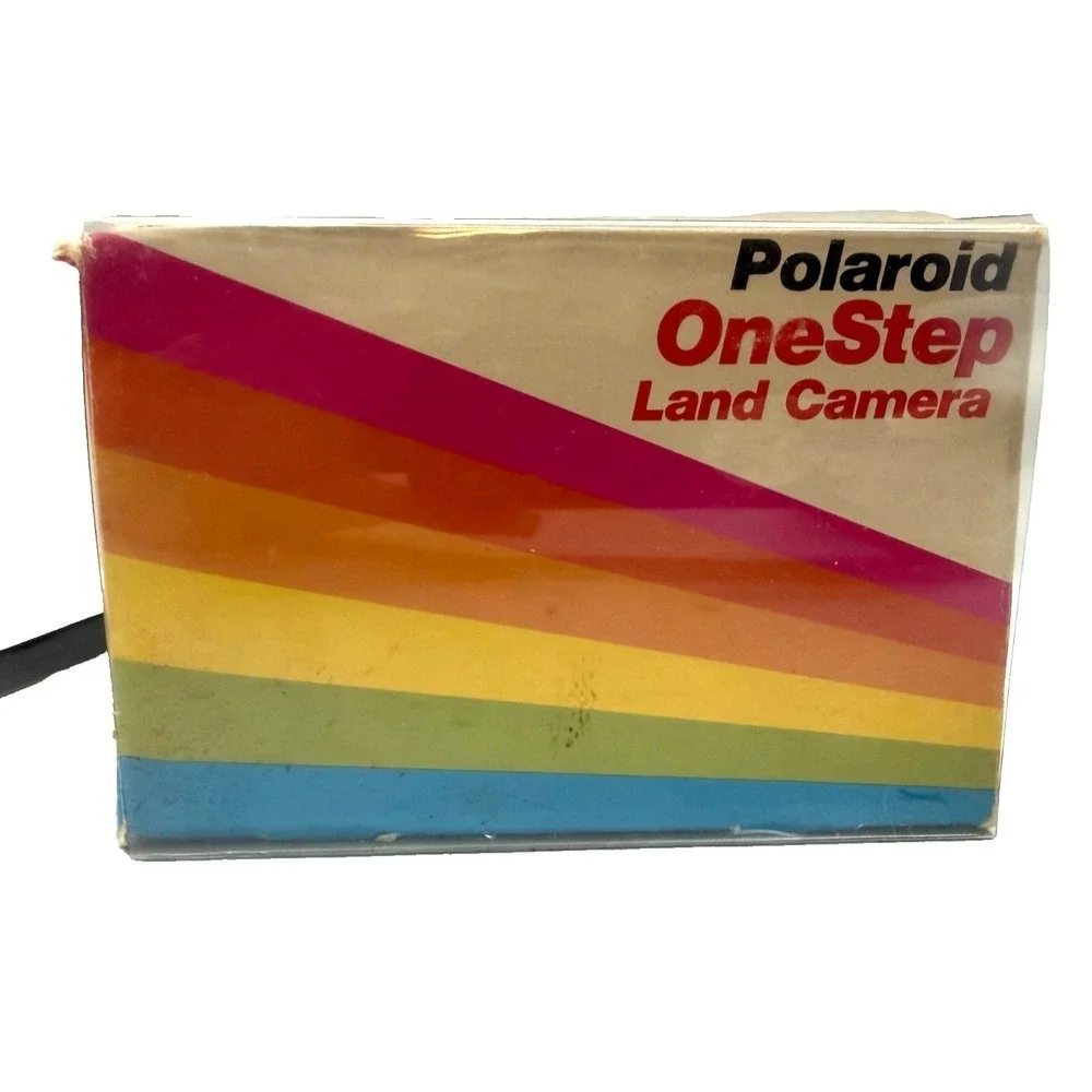 Polaroid SX-70 One Step Rainbow Instant Land Camera in‎ Box + Flash Bar, VINTAGE